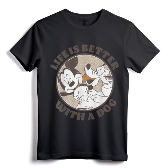 Disney Mickey und seine Freunde  Das Leben ist besser mit einem Hund  T-Shirt  Offiziell lizenzierte Disney-Kleidung für Hundeliebhaber